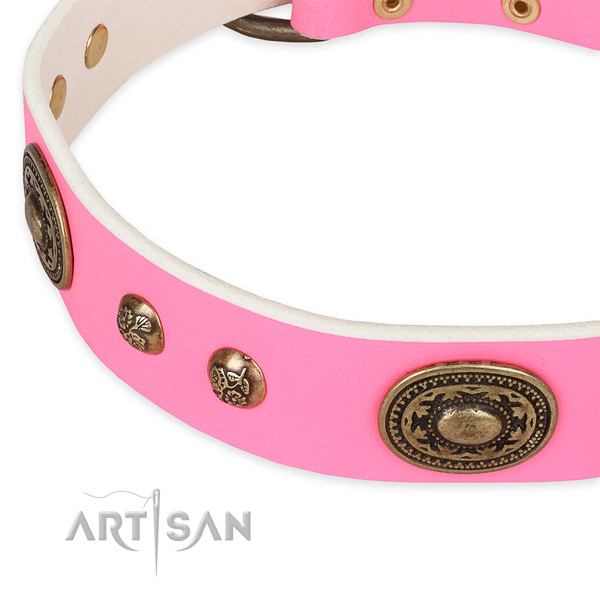 Stunning genuine leather collar for your impressive pet
