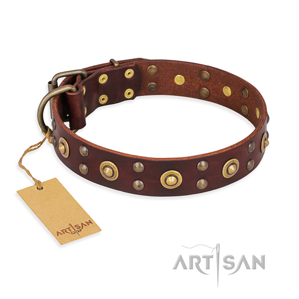 Inimitable full grain leather dog collar with durable buckle