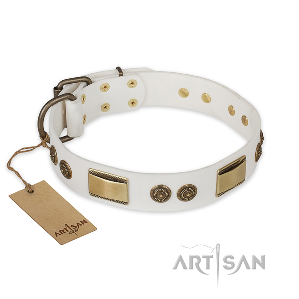 Stylish design full grain leather dog collar for daily use