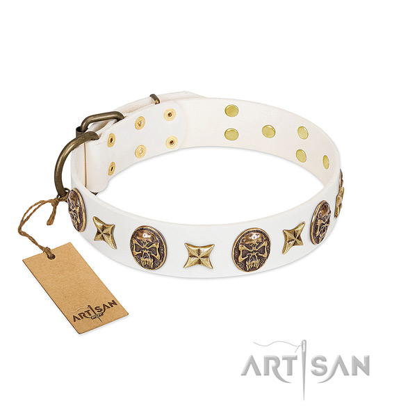 Extraordinary full grain natural leather dog collar for handy use