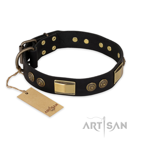 Exquisite full grain genuine leather dog collar for everyday use