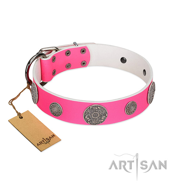 Extraordinary embellished leather dog collar