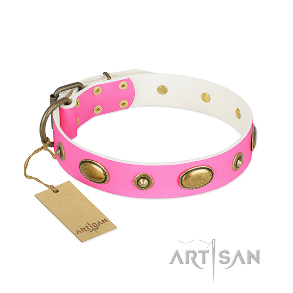 Exquisite natural leather collar for your doggie