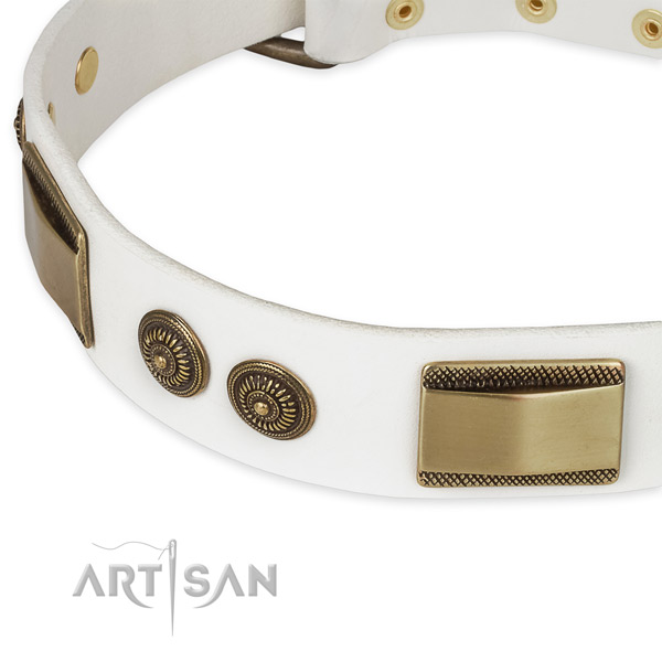 Rust resistant hardware on genuine leather dog collar for your four-legged friend