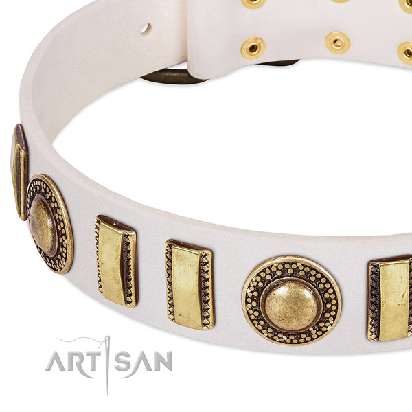 Soft full grain leather dog collar with strong buckle