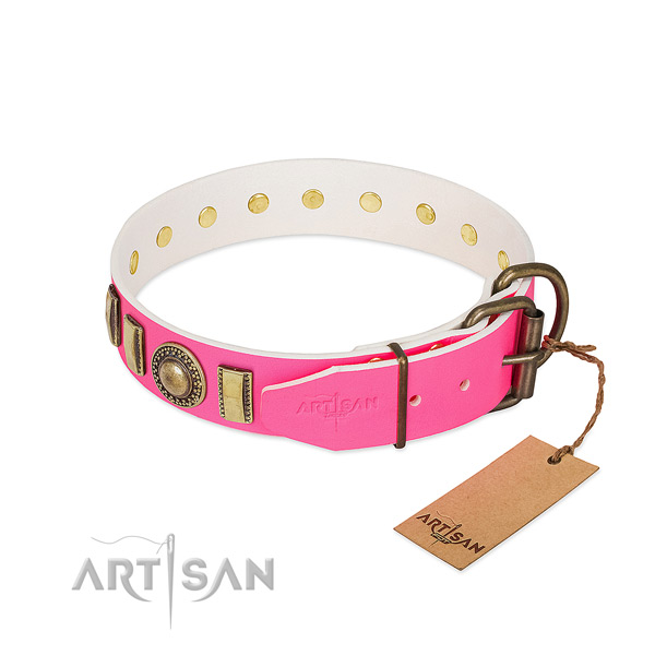 Strong leather dog collar created for your doggie
