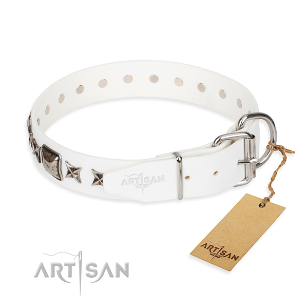 Fine quality studded dog collar of full grain natural leather