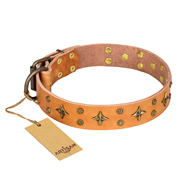 "Top-Flight" FDT Artisan Adorned Tan Leather Bullmastiff Collar
