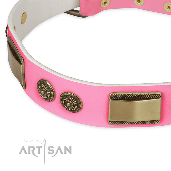 Leather dog collar with studs for comfy wearing