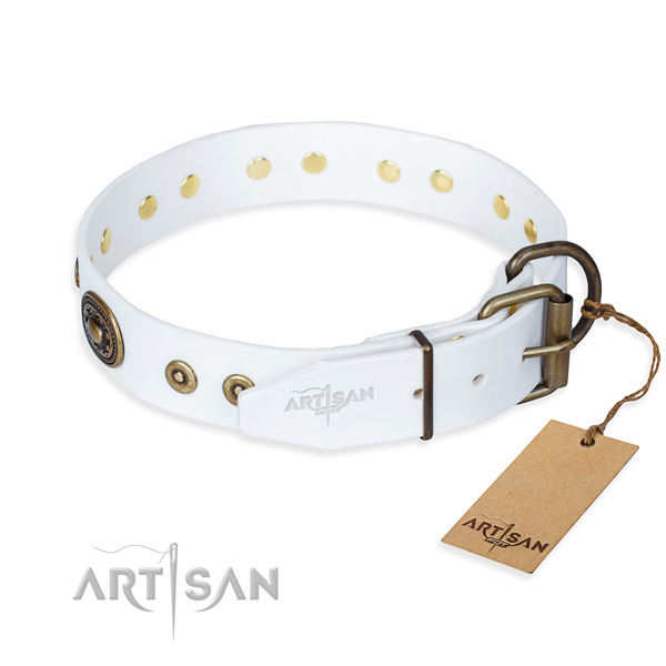 Leather dog collar made of top notch material with strong studs