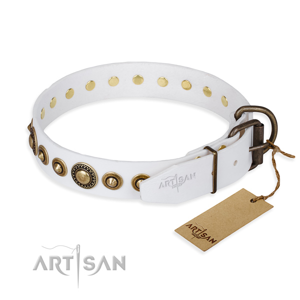 Gentle to touch full grain genuine leather dog collar created for comfy wearing