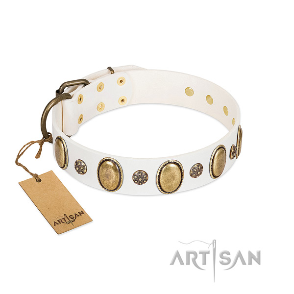 Comfy wearing high quality leather dog collar