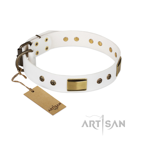 Decorated genuine leather collar for your doggie