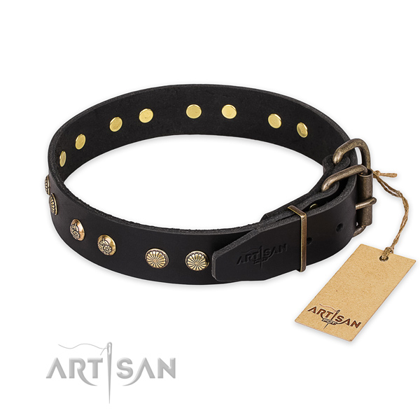 Corrosion proof buckle on leather collar for your lovely dog