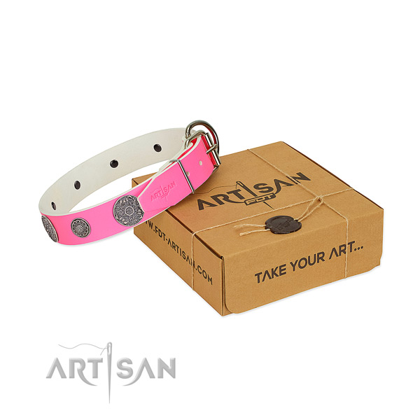 Perfect fit dog collar of leather
