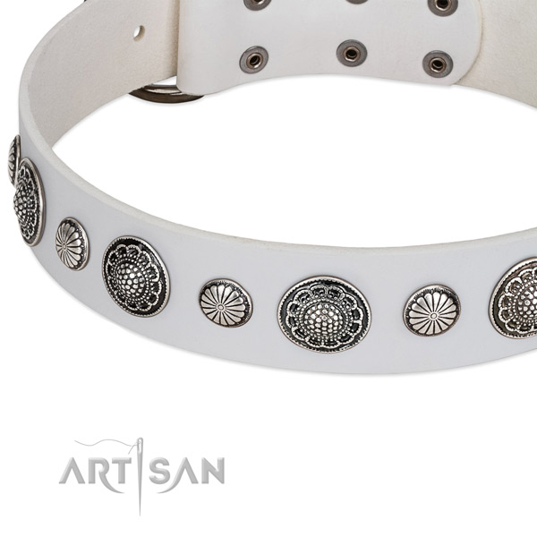Full grain natural leather collar with strong traditional buckle for your lovely doggie