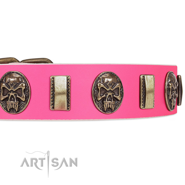 Strong buckle on full grain natural leather dog collar for your pet
