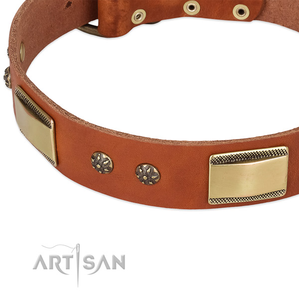 Strong fittings on full grain leather dog collar for your canine