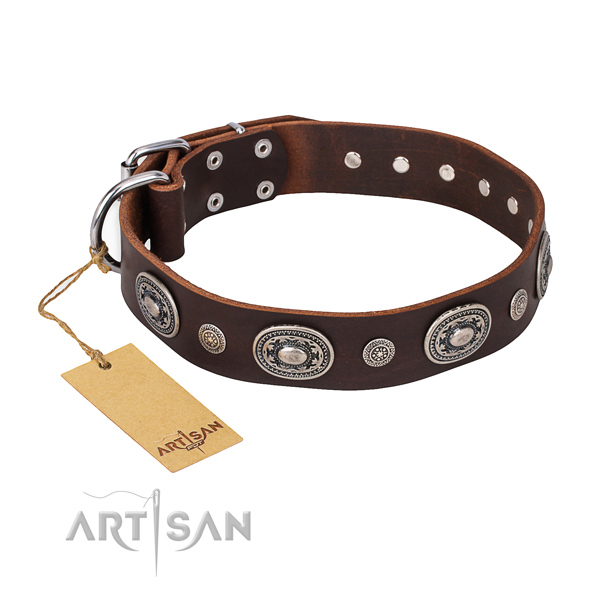 Durable full grain leather collar handcrafted for your dog