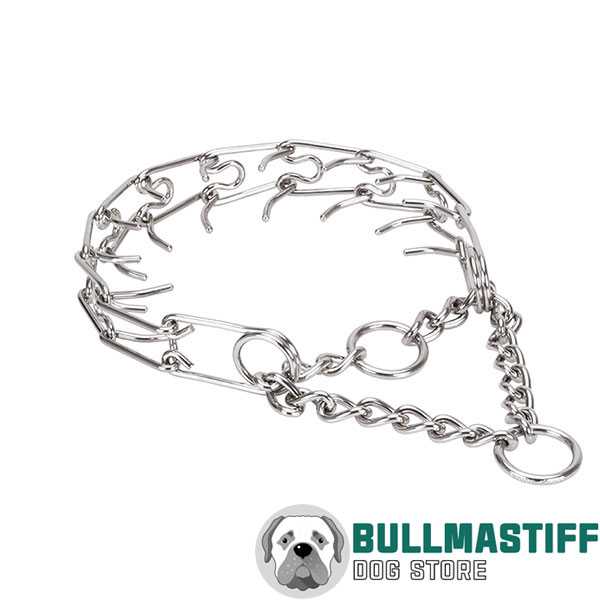Prong collar of corrosion-proof stainless steel for poorly behaved dogs
