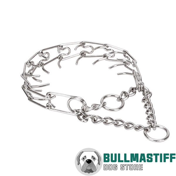 Adjustable stainless steel dog prong collar with removable links for medium canines