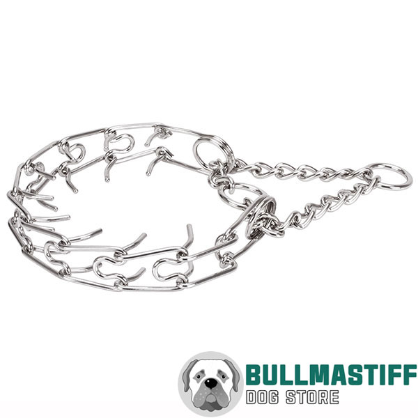 Dog pinch collar of reliable stainless steel for large canines