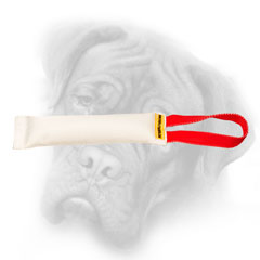 Fire hose Bullmastiff bite tug with a handle