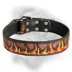 Bullmastiff quality leather dog collar with amazing painting