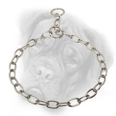 Choke chain collar for Bullmastiff with fur saving  links
