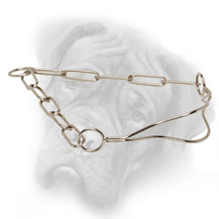 Dog show collar for Bullmastiff of chrome plated steel