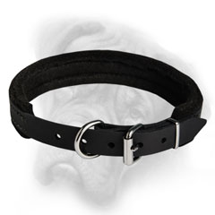 Bullmastiff quality leather dog collar with soft felt padding