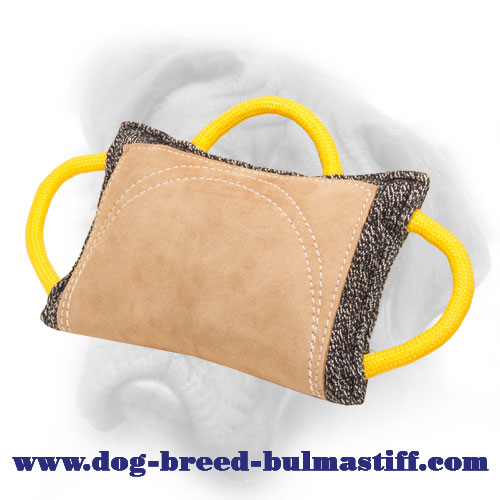 advanced training french linen bullmastiff bite pillow with leather
