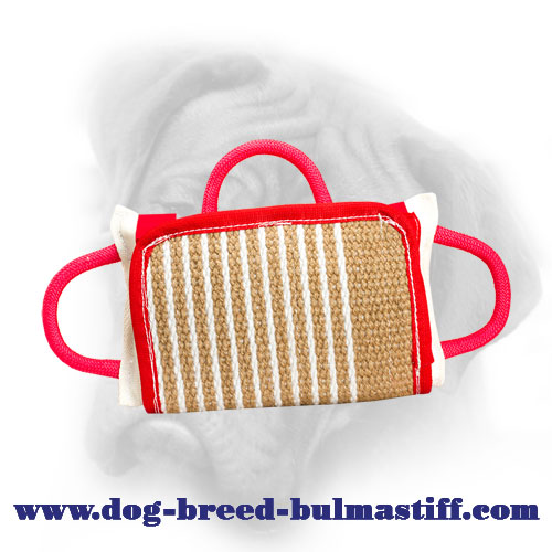 Tear Resistant Bullmastiff Bite Pillow with Jute Cover