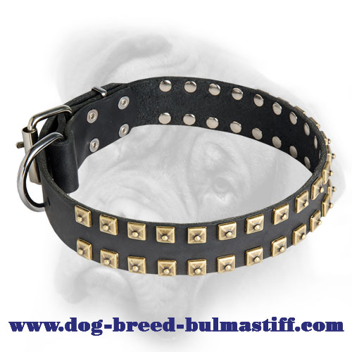 Handcrafted Caterpillar Leather Collar for Bullmastiff