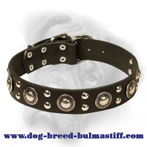 "Rock n Roll" Superior Leather Collar for Bullmastiff Breed