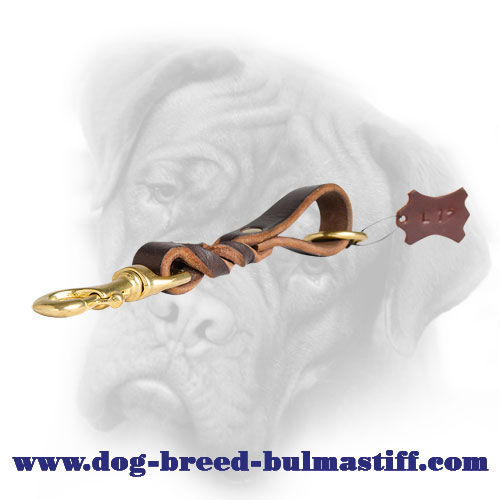 Short Braided Leather Bullmastiff Leash | Pull Tab Dog Leash