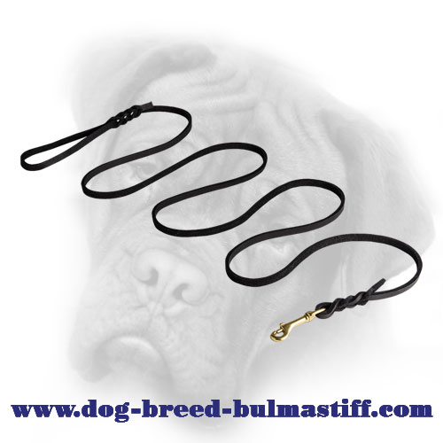Royal Quality Leather Walking Bullmastiff Leash with Braids