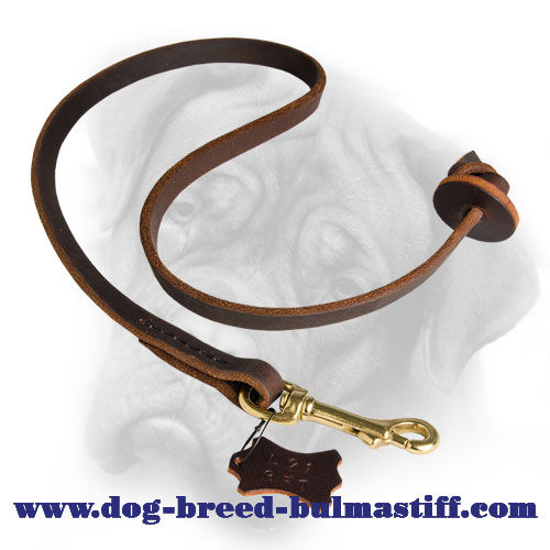 Leather Obedience Training Bullmastiff Leash with Circle Handle