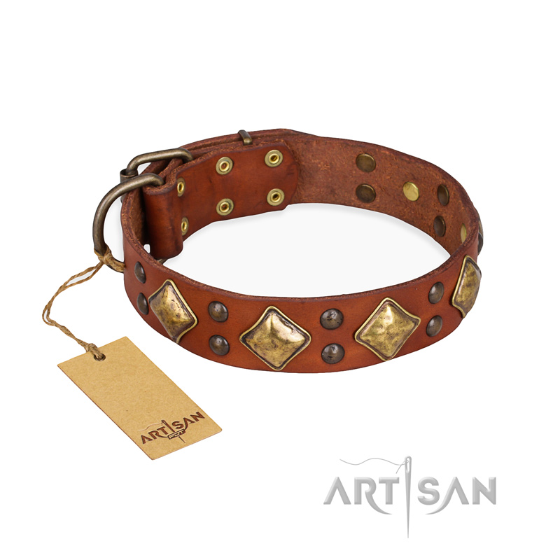 "Flight of Fancy" FDT Artisan Adorned Leather Bullmastiff Collar