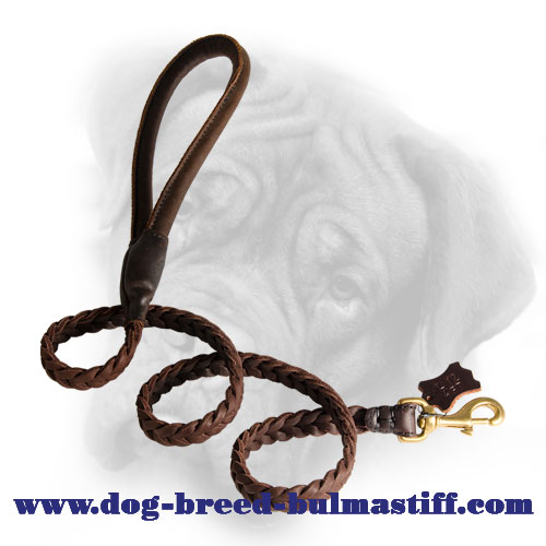 Braided Leather Leash with Handle for all dog breeds