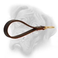 Brown Bullmastiff leash with sturdy fittings