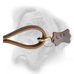 Leather short Bullmastiff leash with floating O-ring