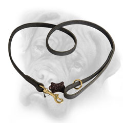 Leather Bullmastiff leash with floating O-ring